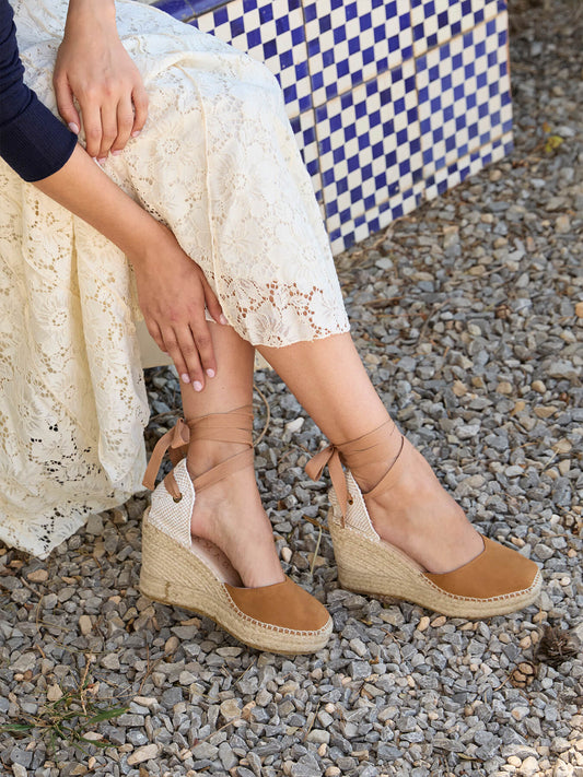 Romero Cuña Alta Ante Marron Claro