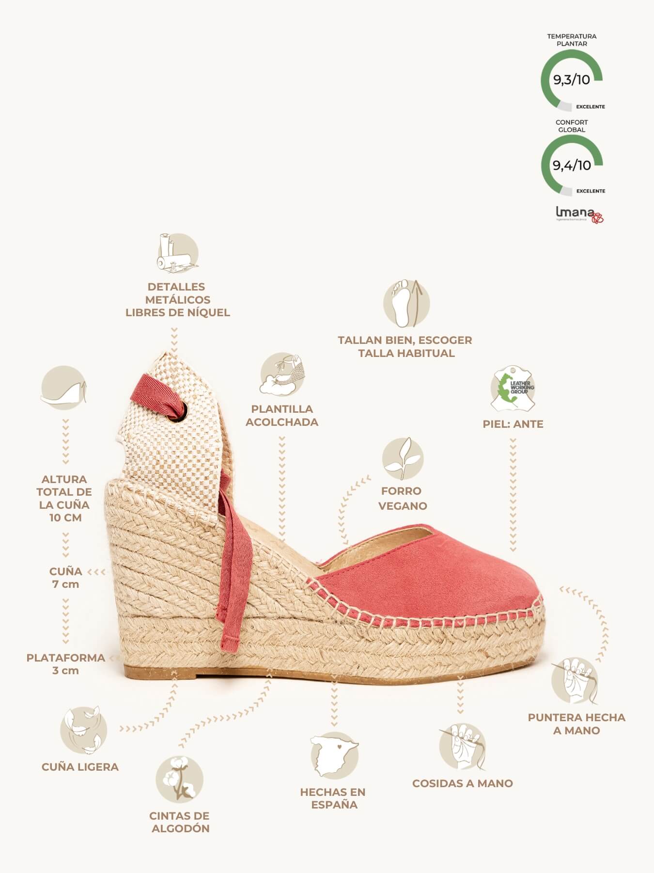 Romero Cuña Alta Ante Rosa Oscuro