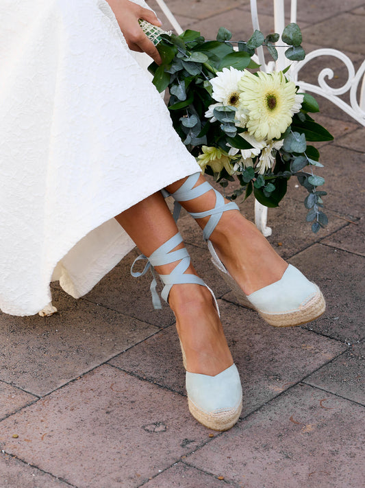 Romero Cuña Alta Ante Verde Claro