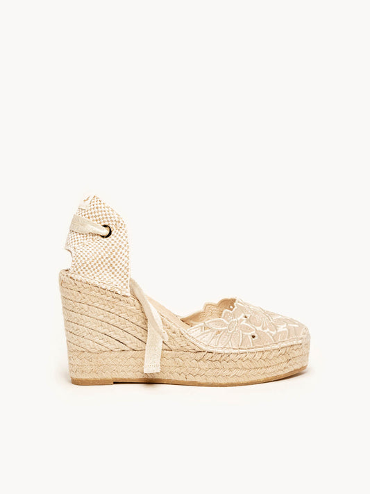 Romero Cuña Alta Bordado Silvestre Crudo