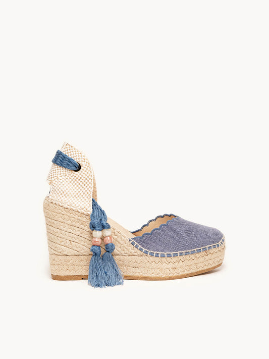 Romero Cuña Alta Lino  Azul Jeans