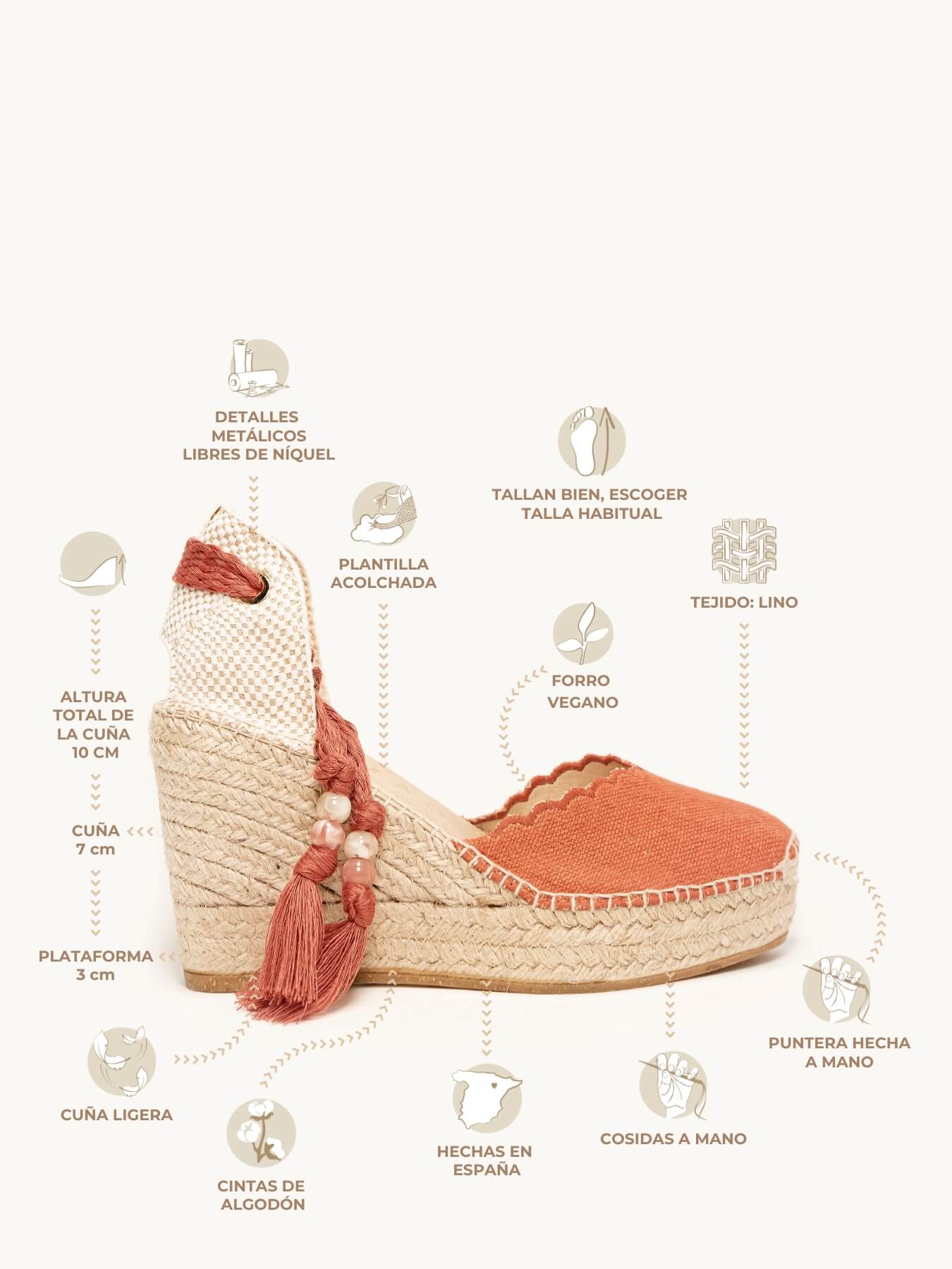 Romero Cuña Alta Lino Naranja