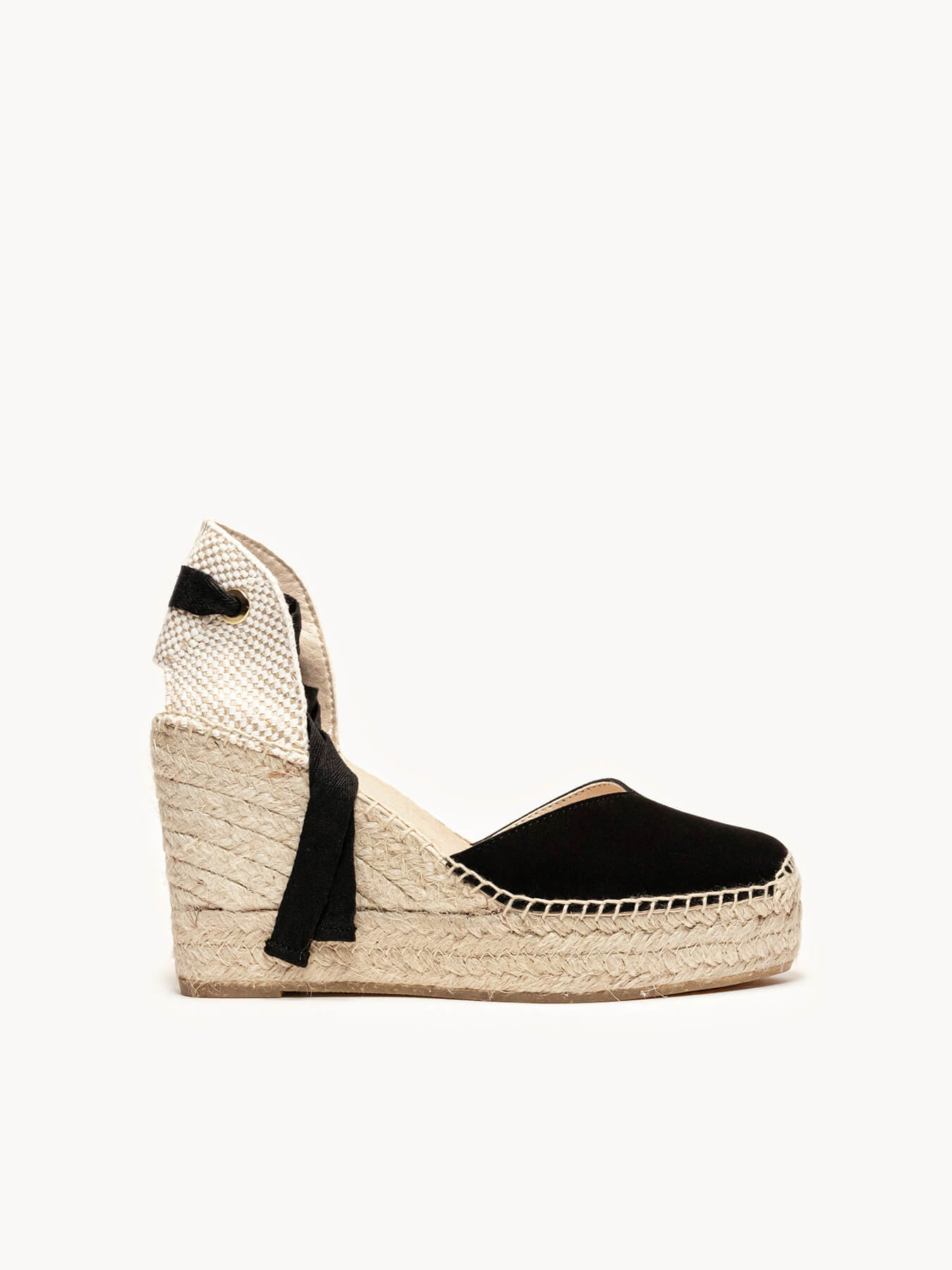 Pack Espadrilhas Cunhas Altas Preto + Cachecol Vichy Preto