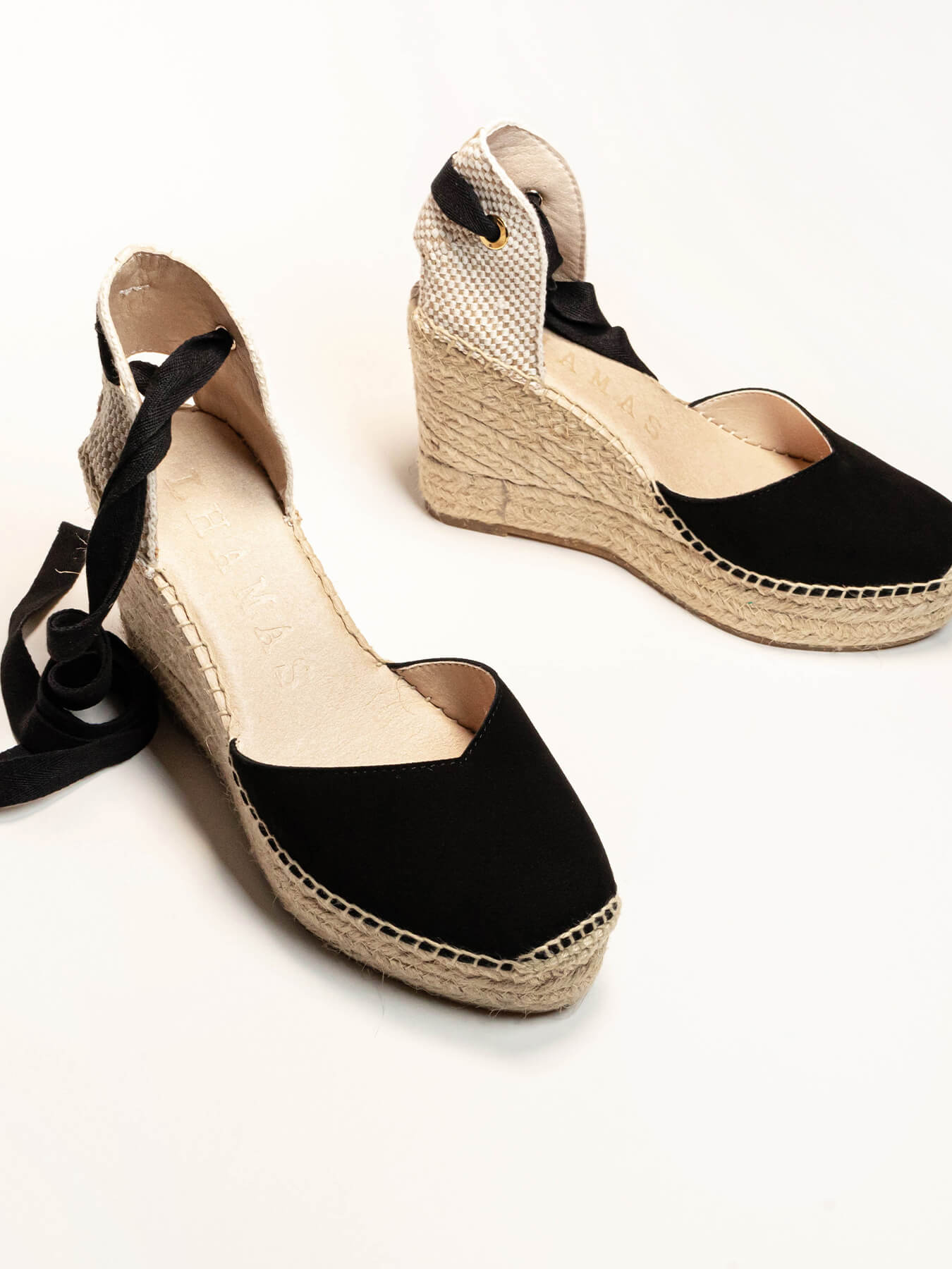 Pack Espadrilhas Cunhas Altas Preto + Cachecol Vichy Preto