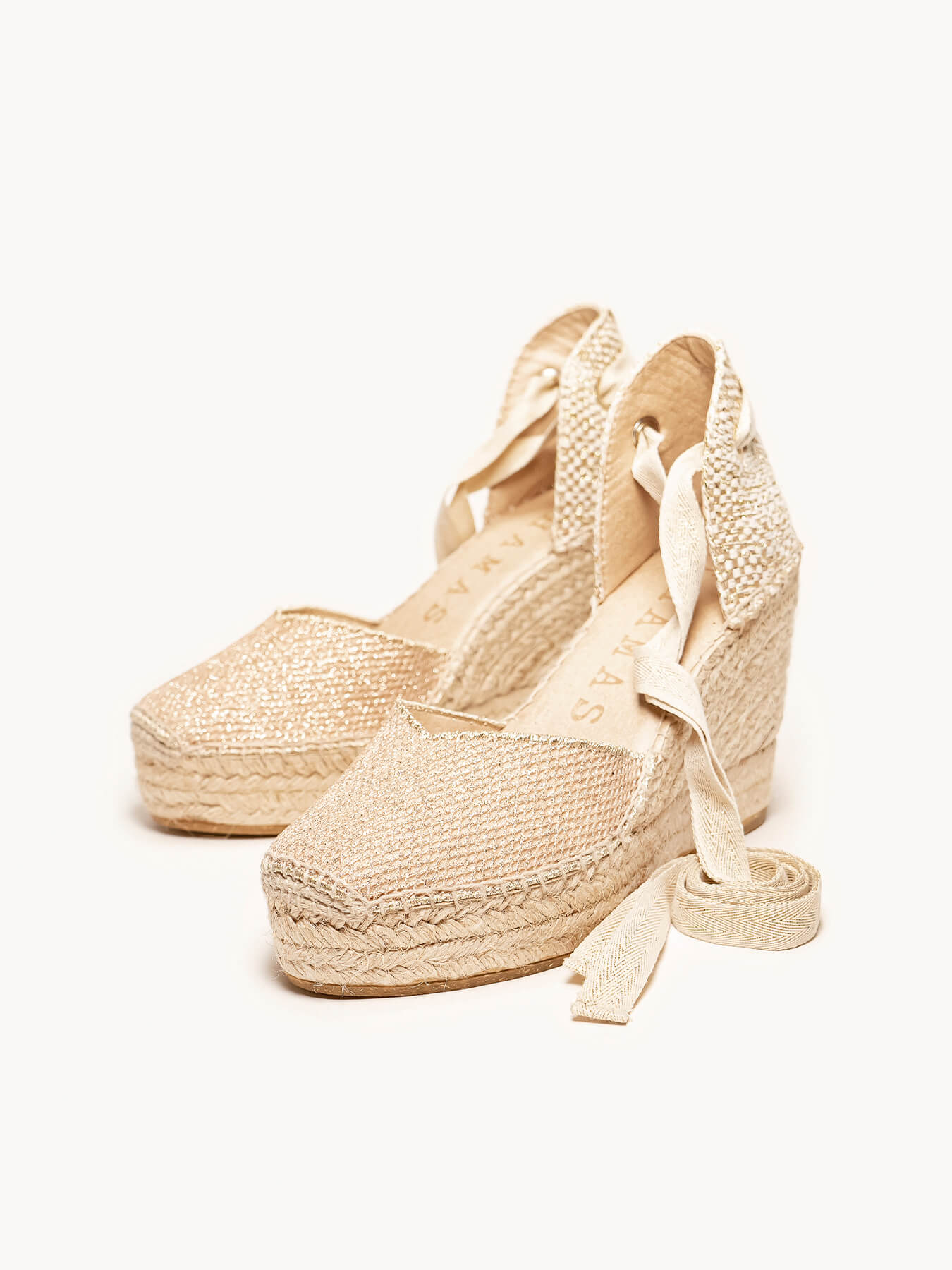 Romero Cuña Alta Rejilla Brillo Oro