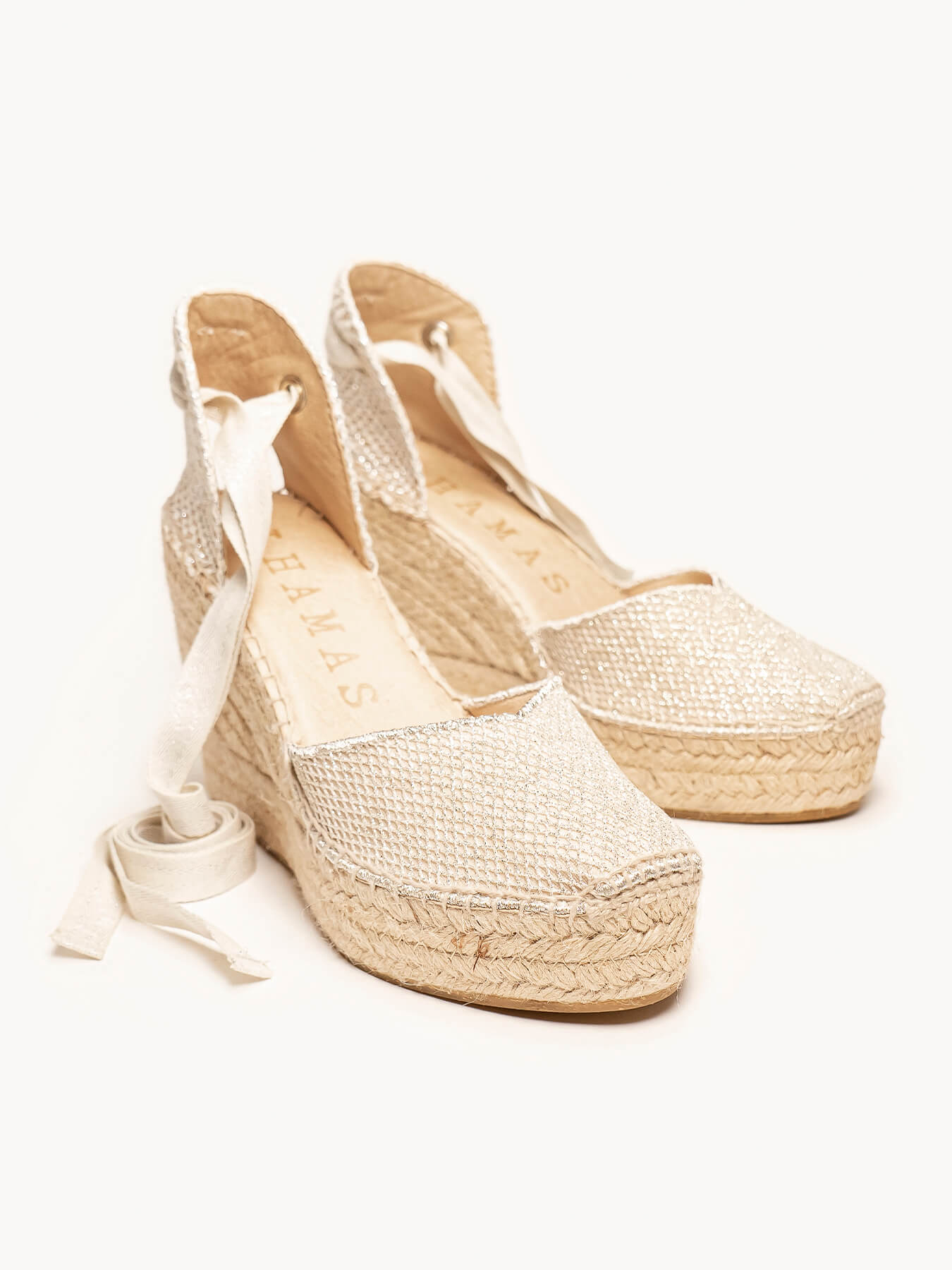 Romero Cuña Alta Rejilla Brillo Plata