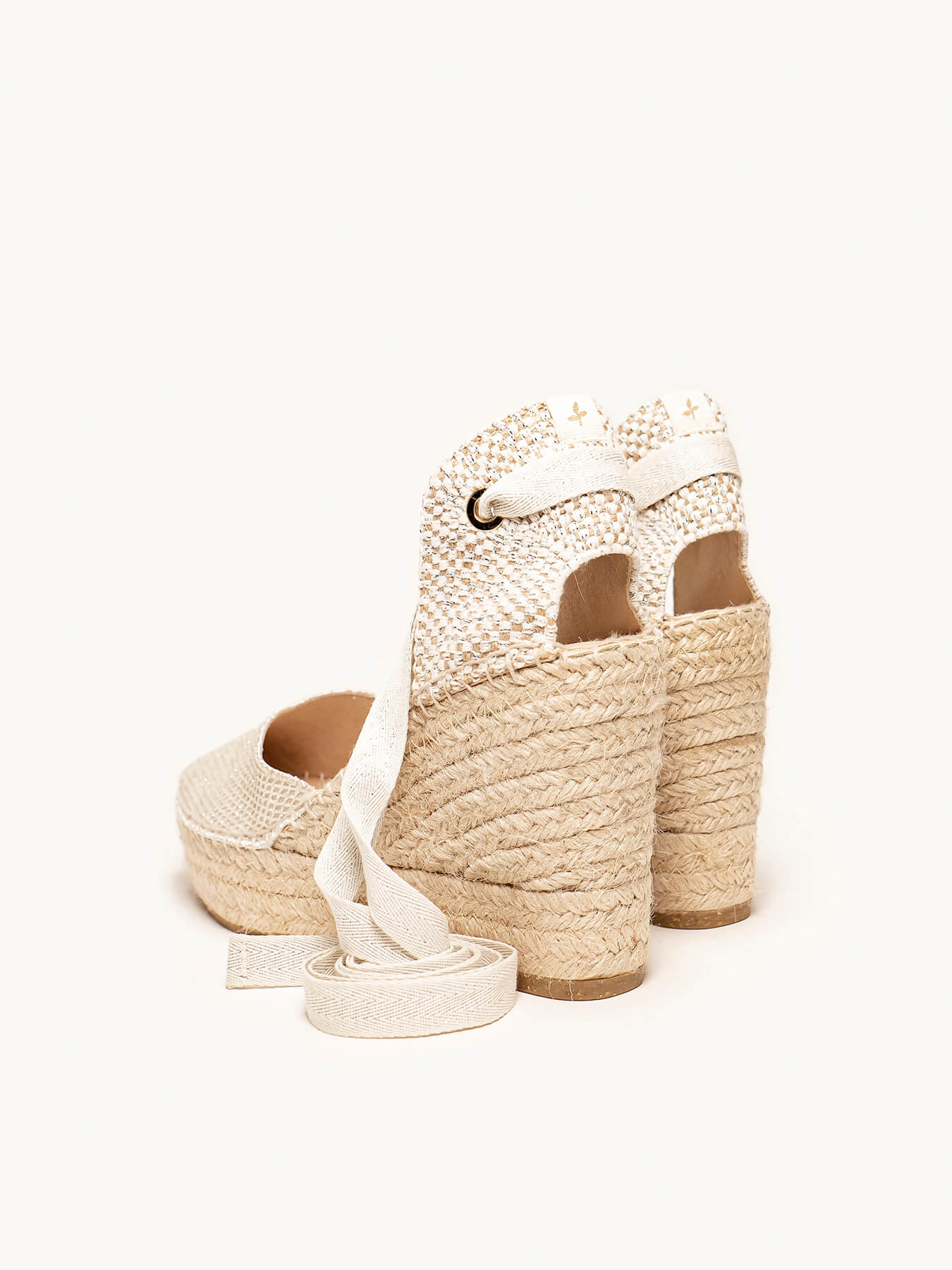 Romero Cuña Alta Rejilla Brillo Plata