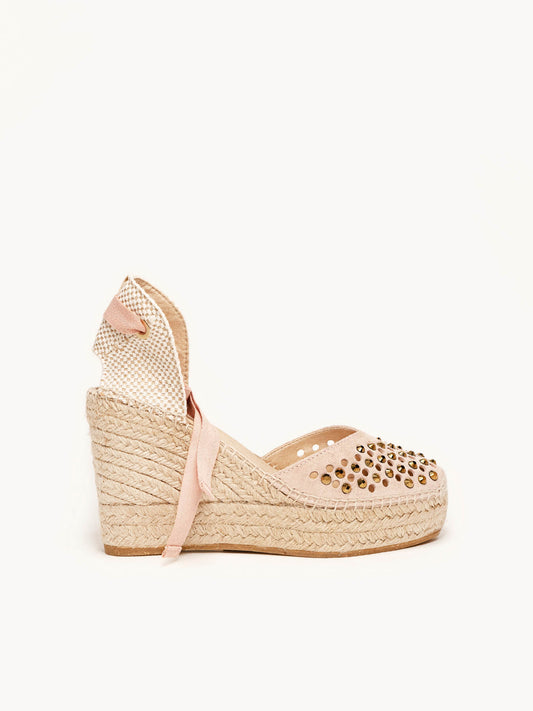 Romero Cuña Alta Serraje Cristal Rosa Claro