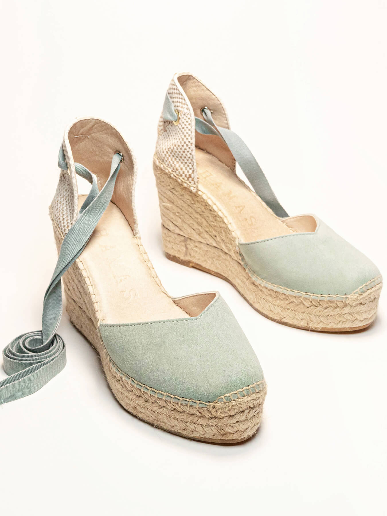 Pack Espadrille Cunhas Espadrilles Verde Claro + Cachecol Flores Verde Claro