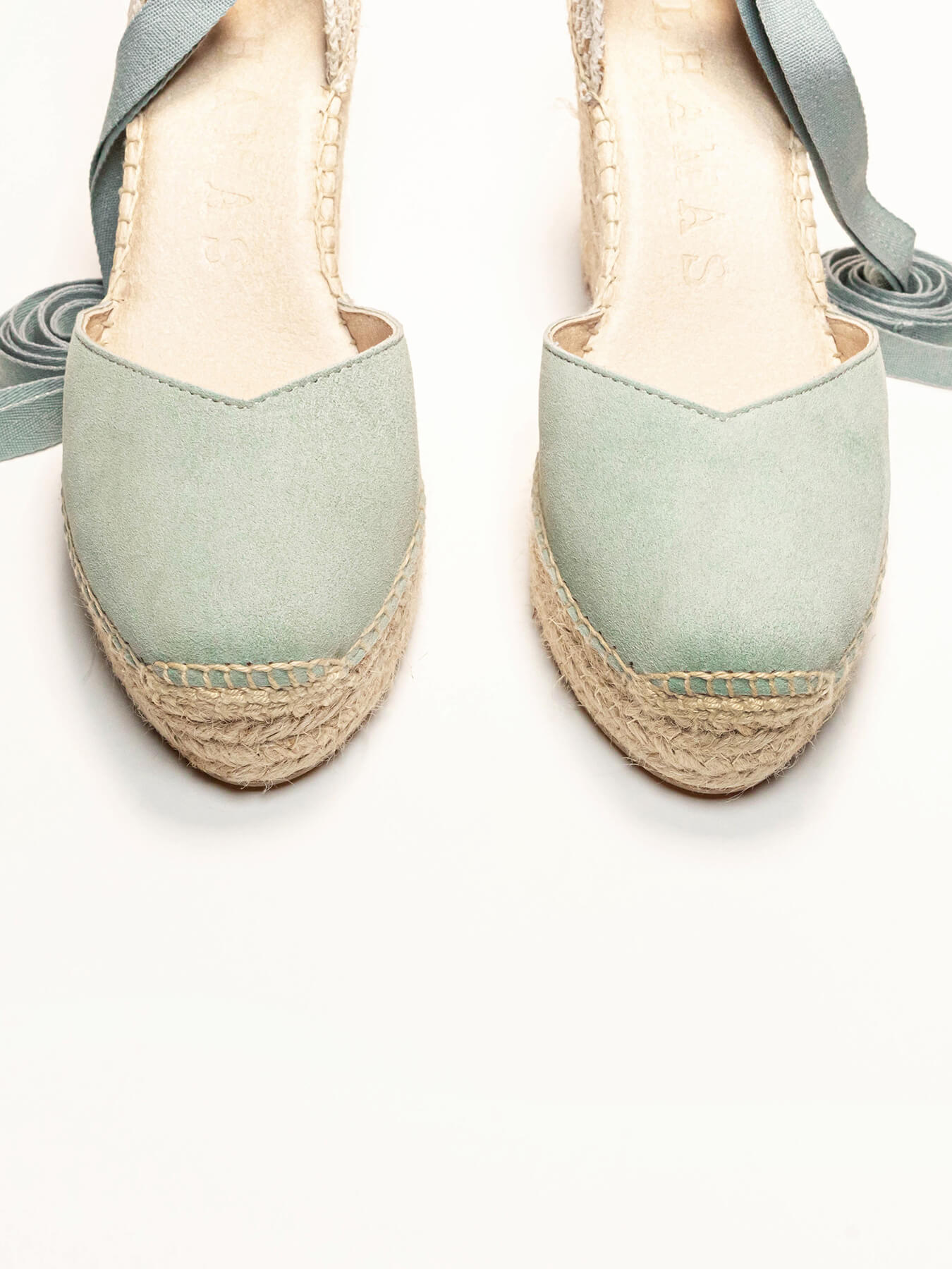 Pack Espadrille Cunhas Espadrilles Verde Claro + Cachecol Flores Verde Claro