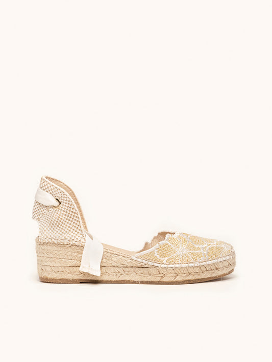 Romero Low Wedge Raffia White