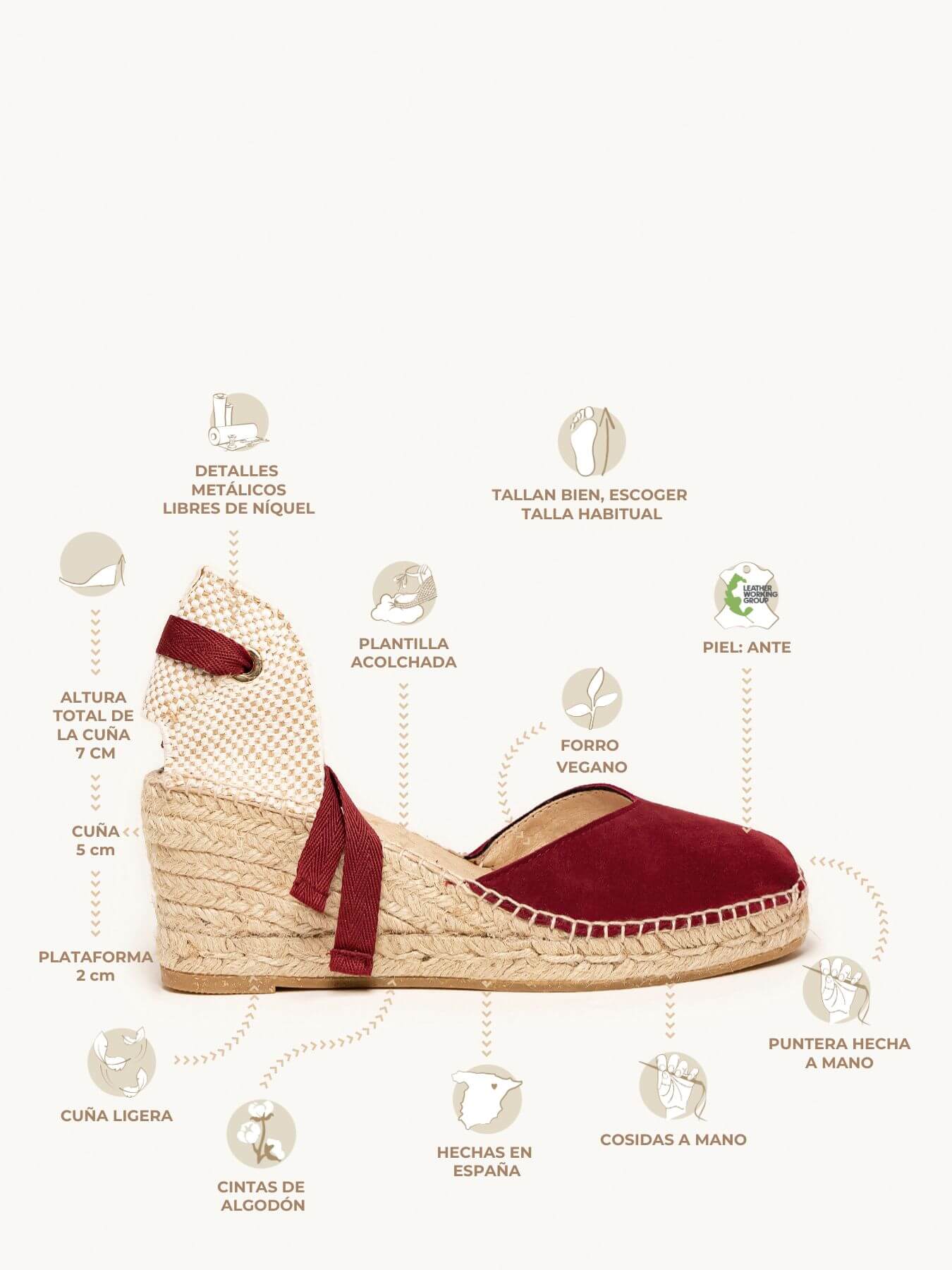 Romero Cuña Media Ante Granate Claro