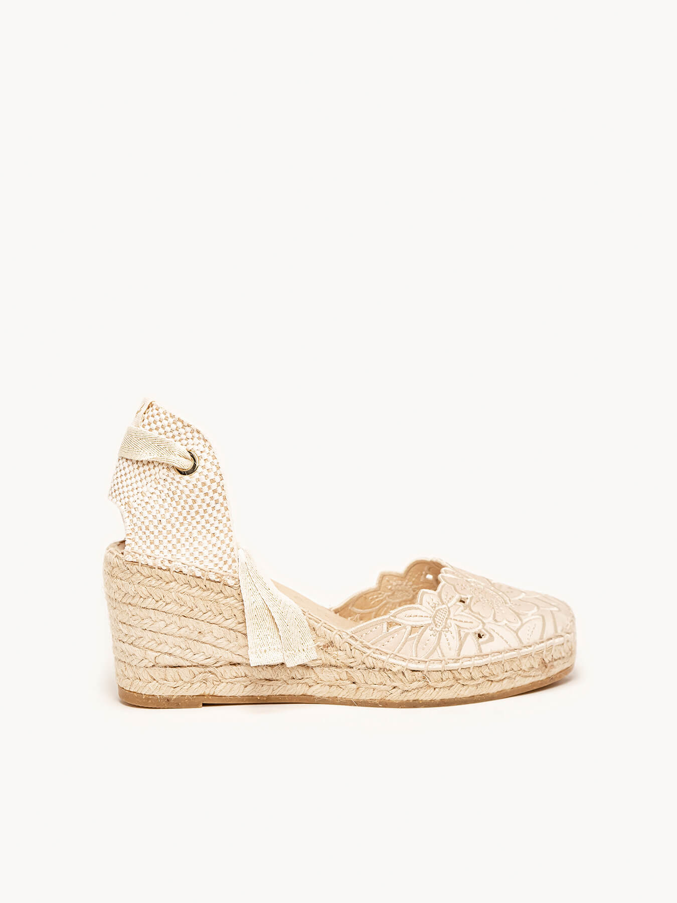 Romero Cuña Media Bordado Silvestre Crudo