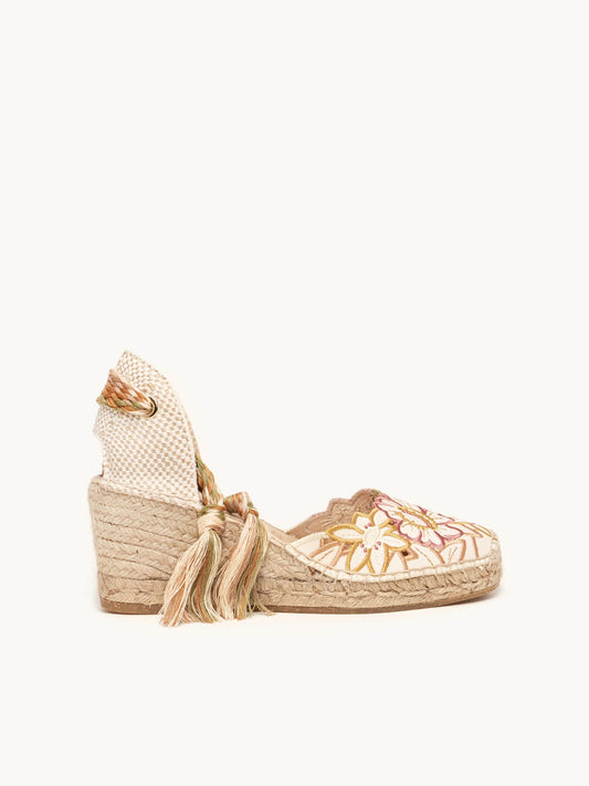 Romero Mid Wedge Embroidered Wild Pink
