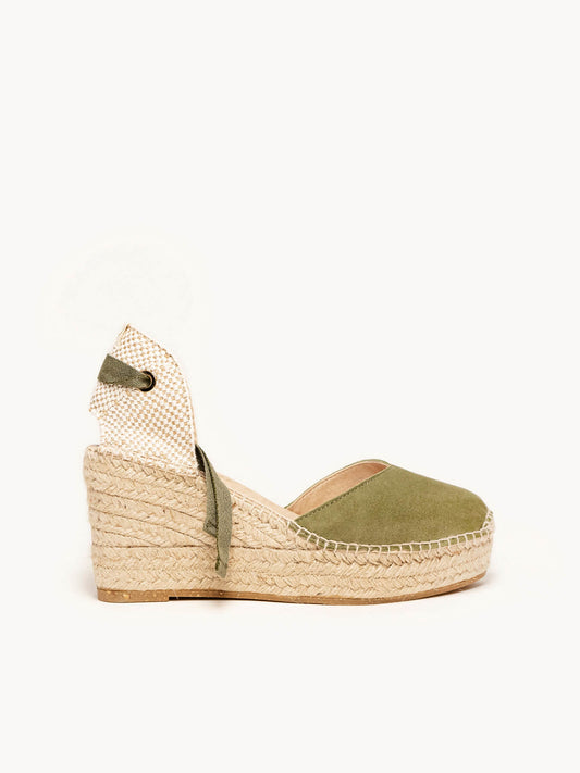 Romero Cuña Media Plataforma Ante Verde Kaki