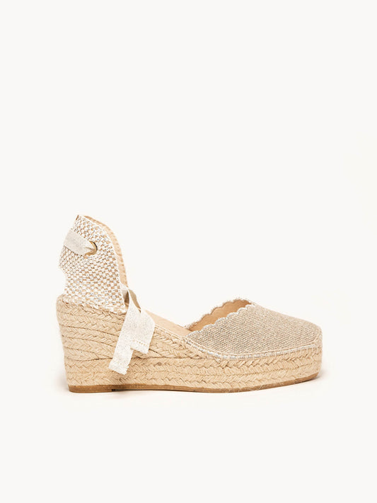 Romero Cuña Media Plataforma Lino Metal Plata