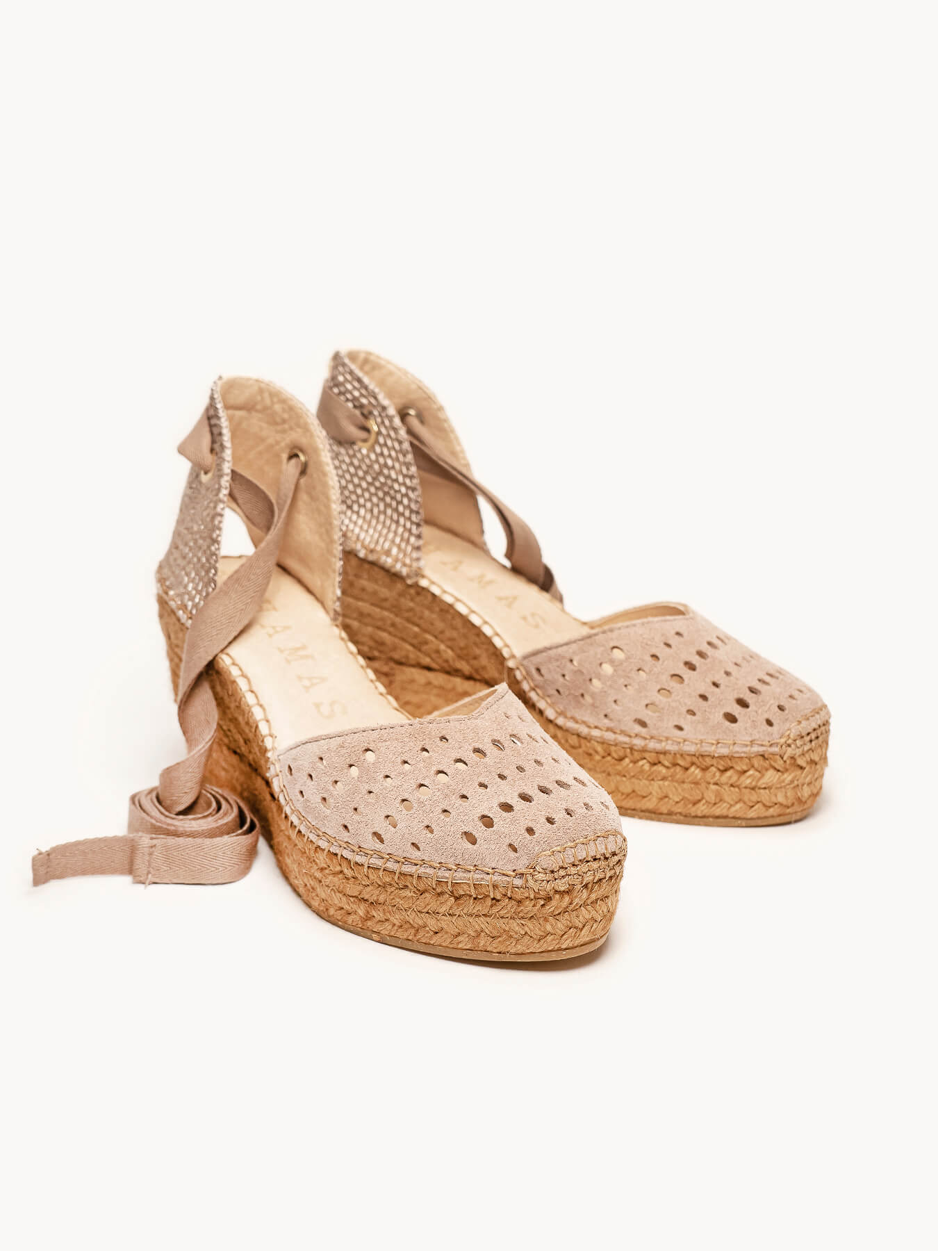 Romero Cuña Media Plataforma Serraje Picados Taupe