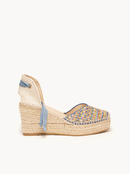 Romero Cuña Media Plataforma Rafia Multi  Azul