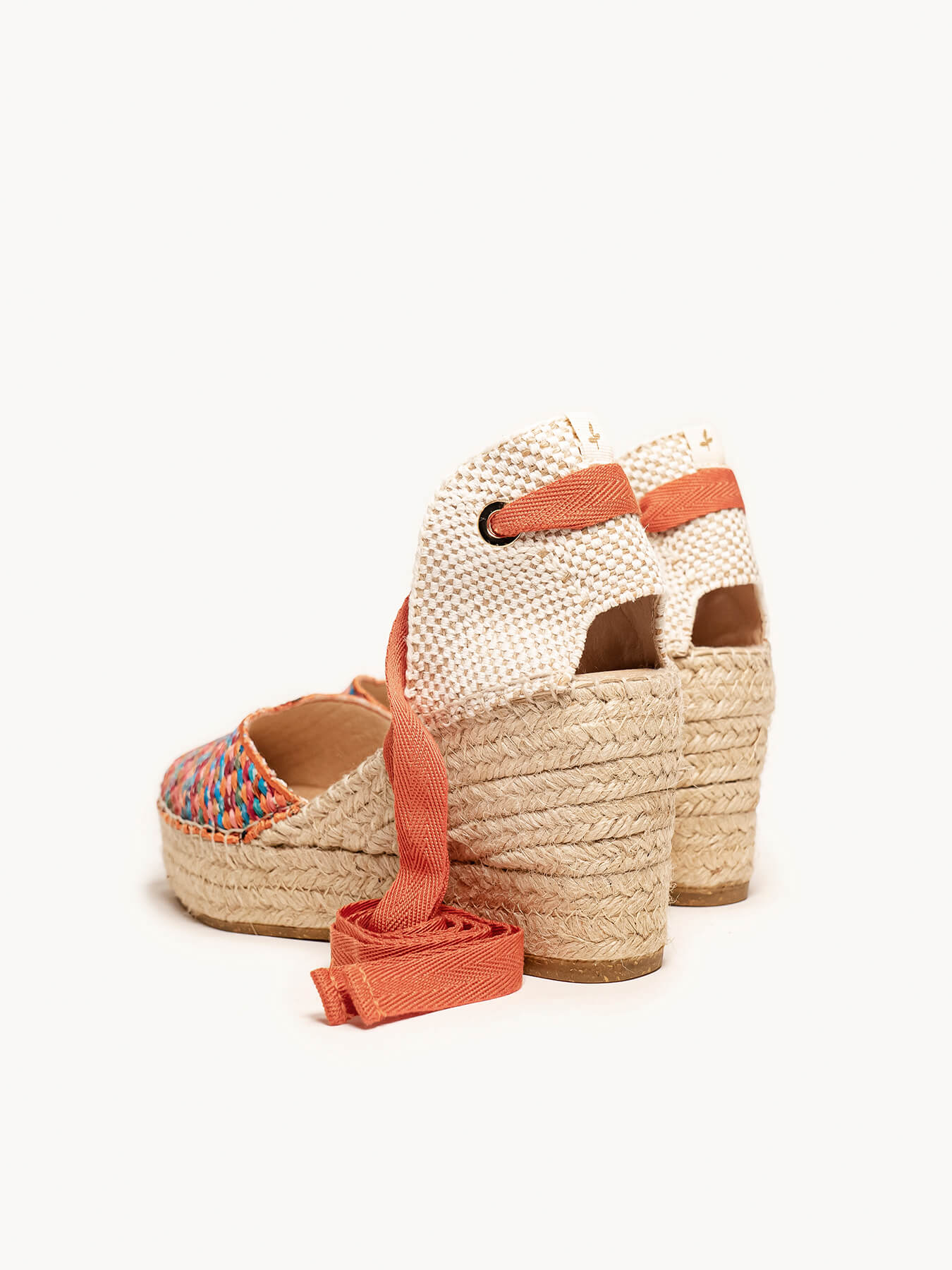 Romero Cuña Media Plataforma Rafia Multi Naranja