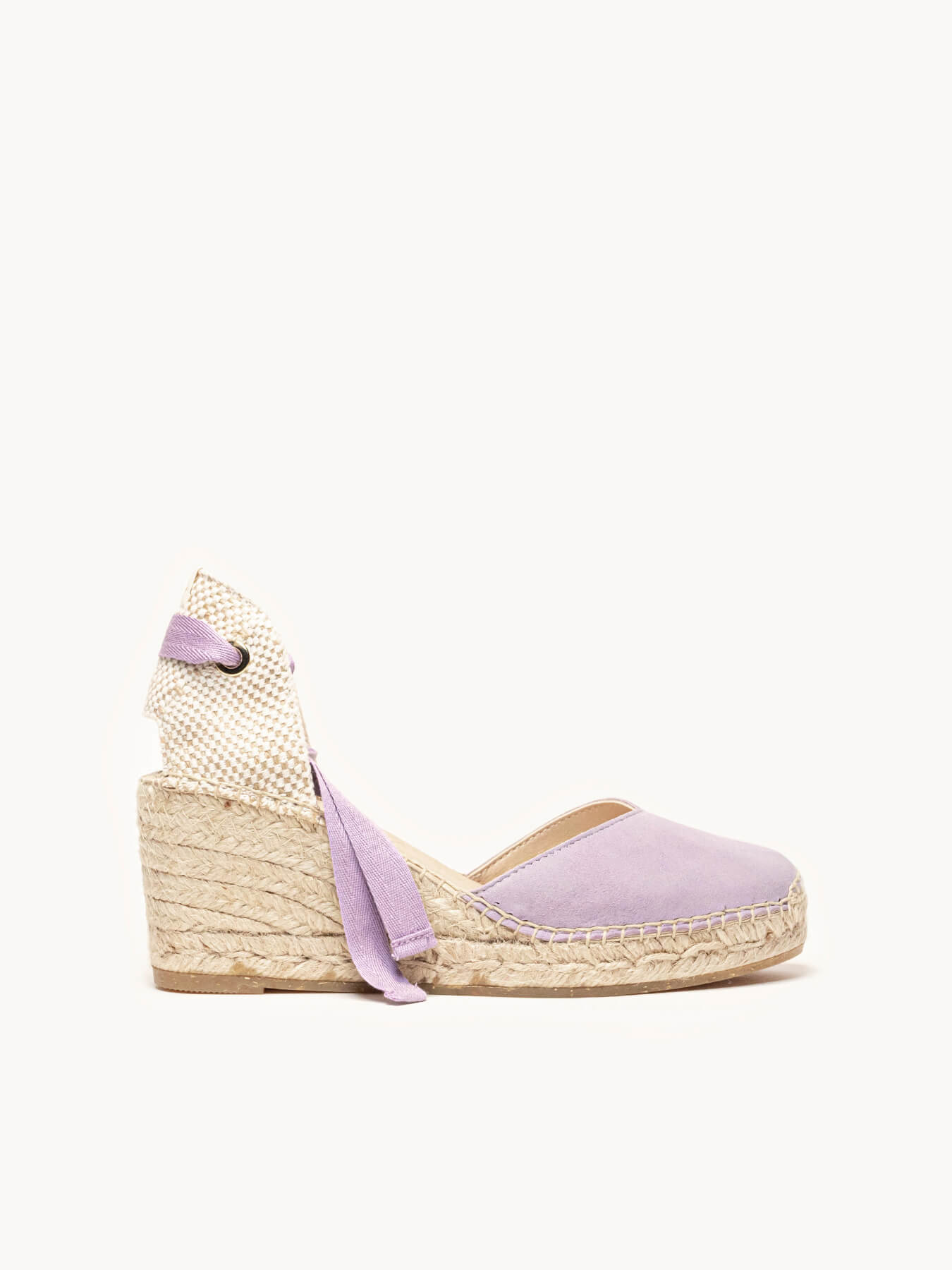 Pack Espadrilles Cunha Média Lilás + Cachecol Flores Lilás