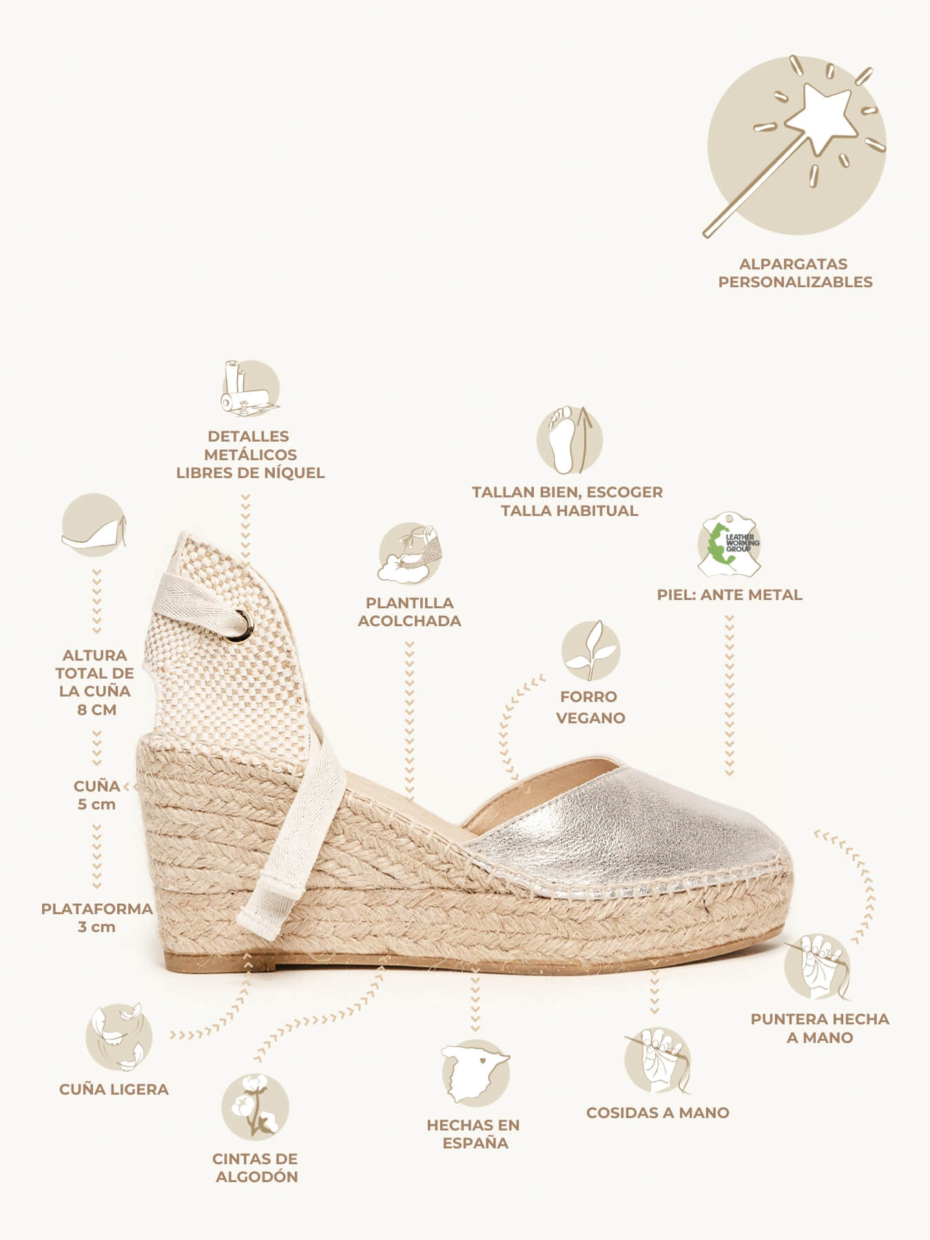 Romero Cuña Media Plataforma Ante Metal Plata