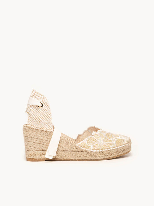 Romero Mid Wedge Raffia White