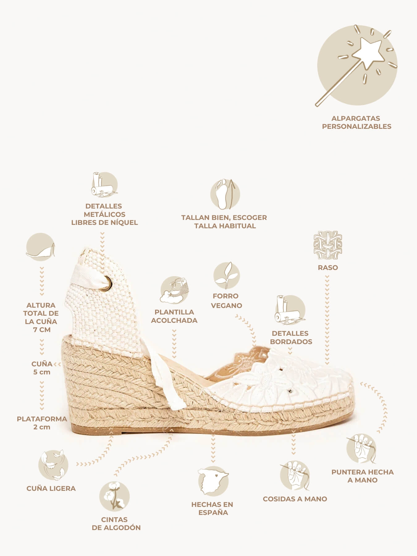 Romero Cuña Media Bordado Silvestre blanco