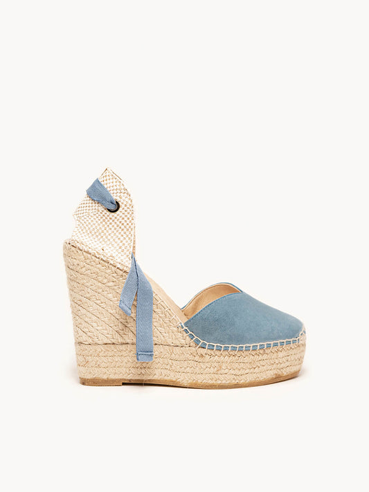 Romero Cuña Alta 12cm Ante Azul Jeans