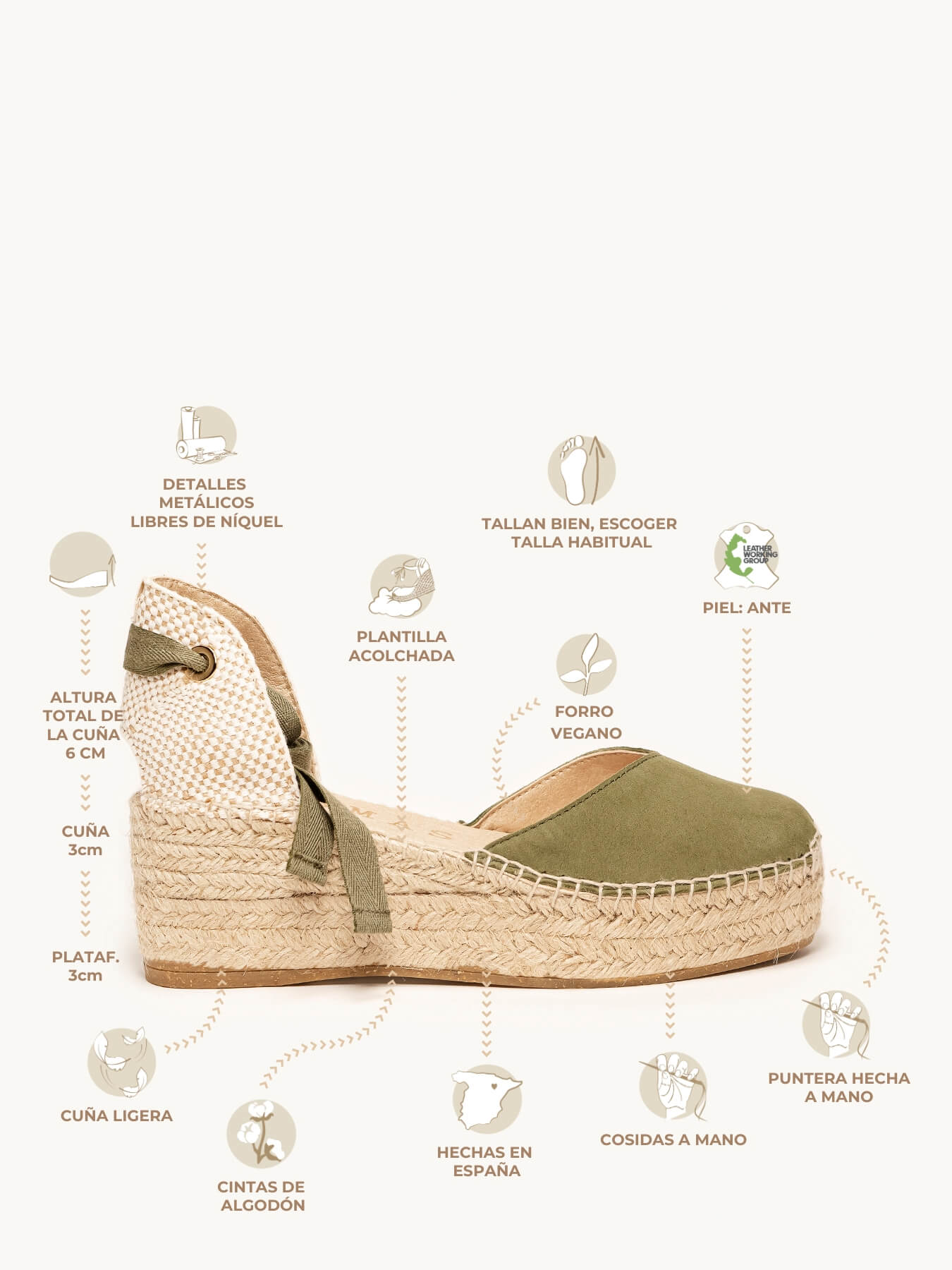 Romero Plataforma Ante  Verde Kaki