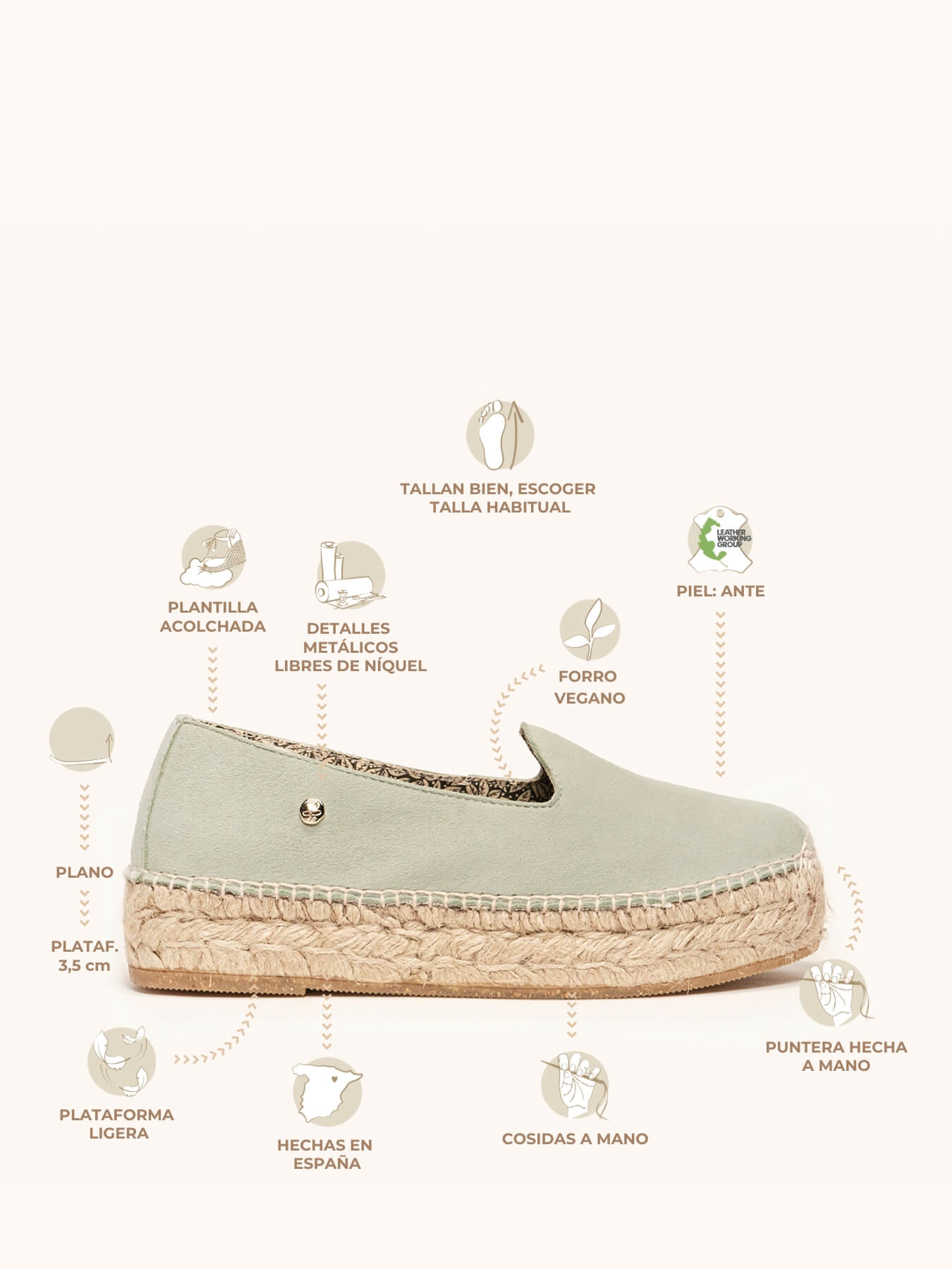 Tulipán Light Green Double Suede Flat 