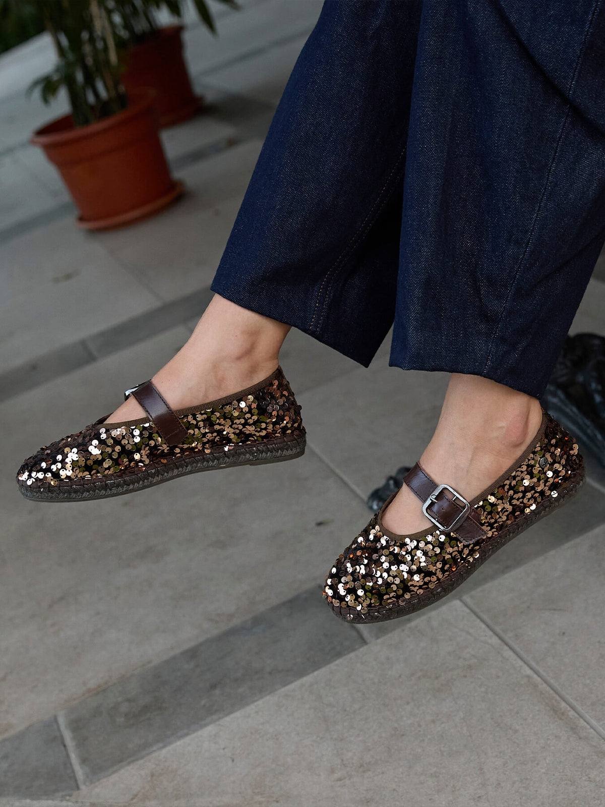 Vero Paillettes Marron Foncé